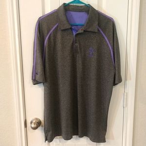 Antigua Men's Large Golf Polo Shirt Gray with Purple Details